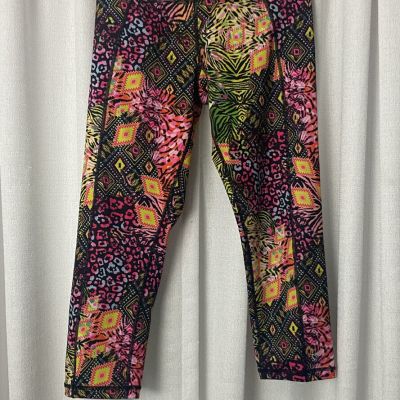 Betsey Johnson Performance Leggings Womens Small Bright Multicolor Prints Crop