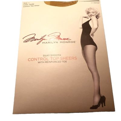 Marilyn Monroe Silky Smooth Control Top Sheers Pantyhose Color Nude SIZE A NEW