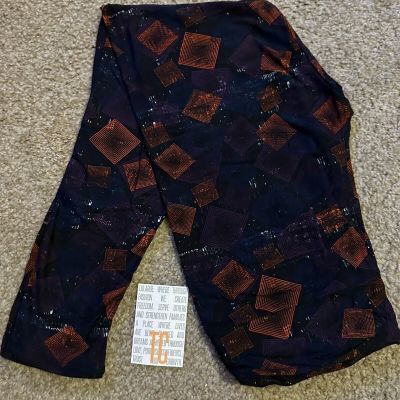 LuLaRoe TC Leggings ORANGE BLUE AZTEC SQUARE