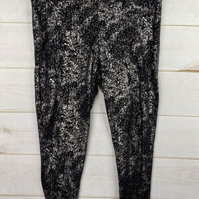 Torrid Leggings Plus Size 3 3x Cropped Black Silver Shiny Splatter Stretch