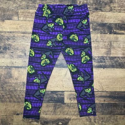 LuLaRoe TC2 Halloween Leggings Purple Black Green Spooky Faces Pattern Plus Size