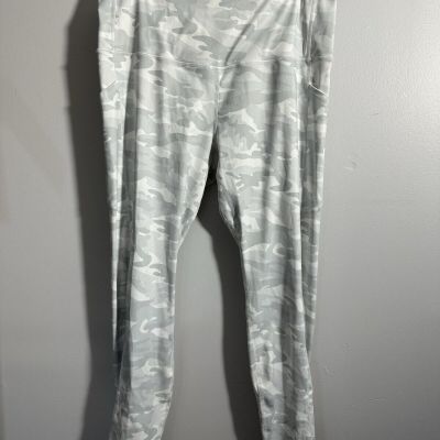 Ododos Women's High Waisted Leggings Plus Sz 2X White Camo Tummy Control