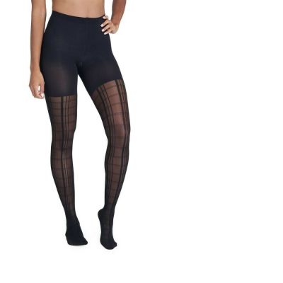 Spanx Women's Geo Plaid Tight-End Tights Very Black E