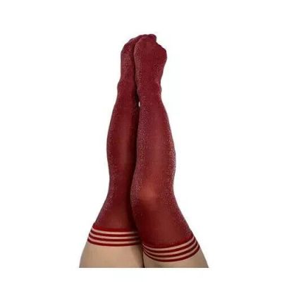 Kixies Holly Shimmer Thigh-High Cranberry Red Size C NEW