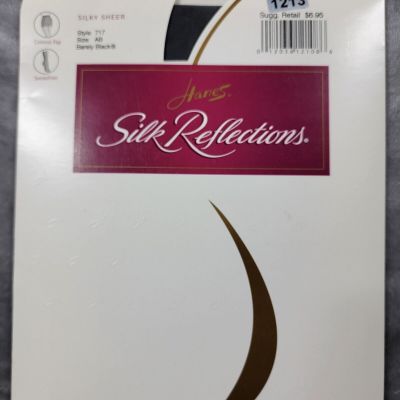 Hanes Silk Reflections Control Top Sandalfoot Pantyhose 717 Size AB Barely Black