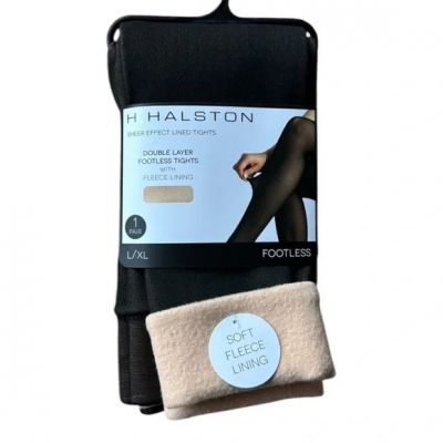 H Halston Sheer Effect Footless Tights with Fleece Lining