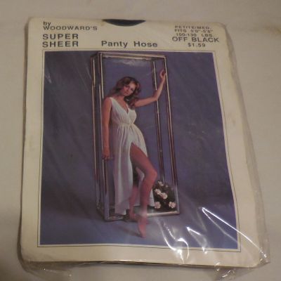 1 Woodward's Super Sheer Panty Hose Off Black size Petite Medium  5' - 5'6