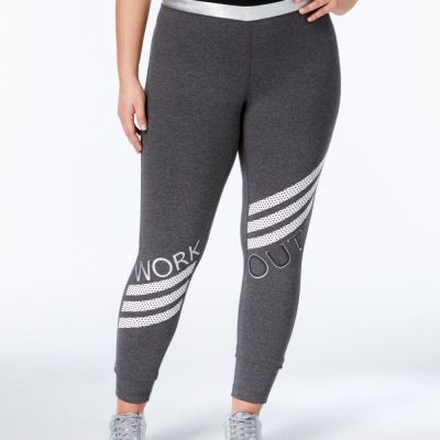 Material Girl Womens Plus Size Active Striped Leggings-3X