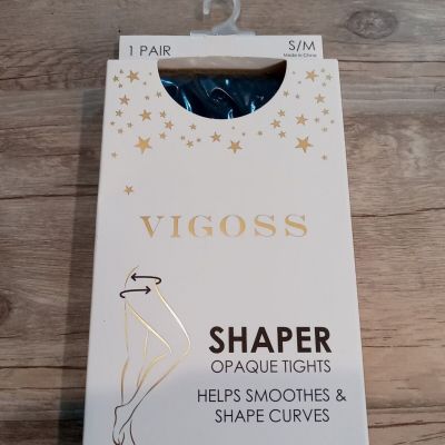 NWT Vigoss Shaper Opaque Tights Size S/M Black Shape Curves