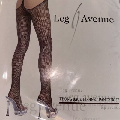 NIB (4PC. Lot) Leg Avenue Blk Thong Back Fishnet Pantyhose One Size - Style 1403