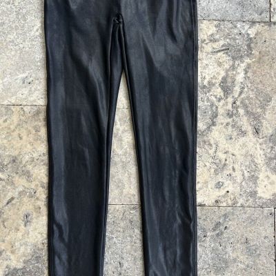 Spanx Faux Shiny Leggings Womens Medium Stretch Shaping Black