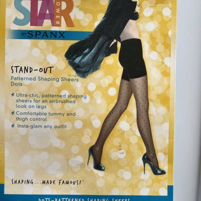 SPANX STAR POWER STAND-OUT  SHAPING SHEERS SIZE B PATTERNED DOTS PANTYHOUSE NEW