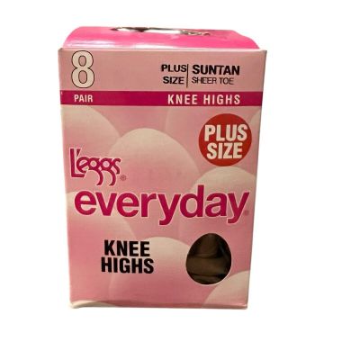 L’eggs Everyday 8 Pair Pack Plus Size Sheer Toe Knee Highs Suntan 2003