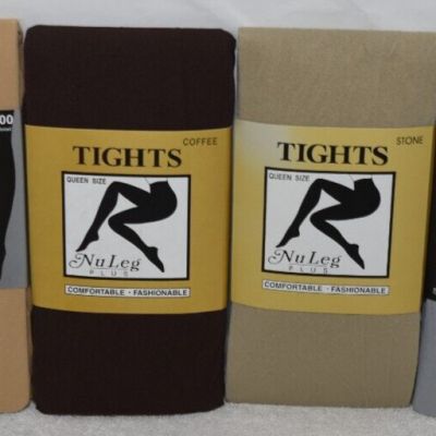 6 New Footed Multicolors Opaque Tights Pantyhose Lot Queen Q 5'3