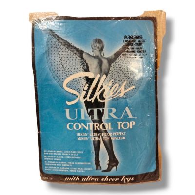 Silkies Ultra Control Top Large Off White Pantyhose USA Sheer Vintage Hosiery