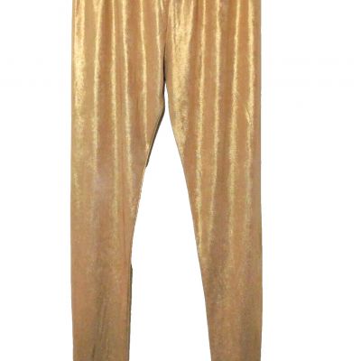 High Waisted Gold Lame Metallic Leggings Women M Long Shiny by PP Hosiery