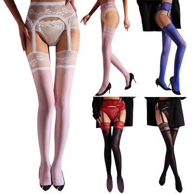 Womens Pantyhose See Through Stockings Glossy Tights Open Crotch Underwear Lace