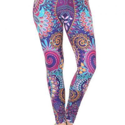 Mandala Flowers Leggings by USA Fashion™, Creamy Soft Leggings® Collection, Colo