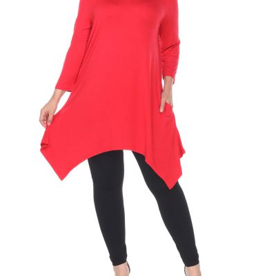 White Mark Women's Plus Size Makayla Tunic Top, Red - 1XL