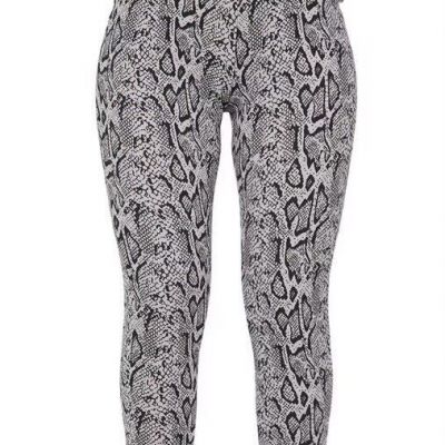 WOMEN/ JUNIORS PLT PRETTY LITTLE THING GREY SNAKE PRINT BELTED SKINNY PANTS M/L