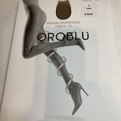 oroblu medium compression tights 70 size small ambre italy fb2