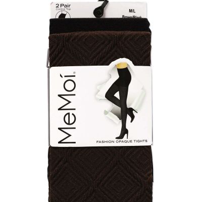 Diamonds/Solid Control Top Tights 2 Pack