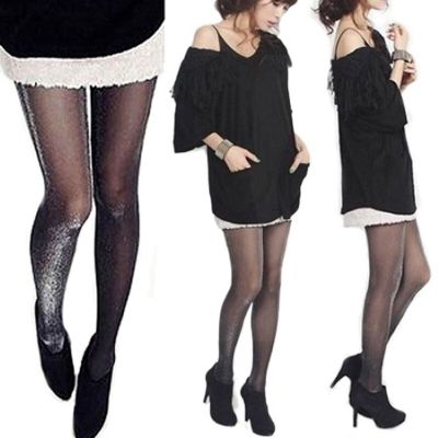 Sexy Glitter Women Pantyhose Charming Shiny Black Stockings Glossy Tights Female