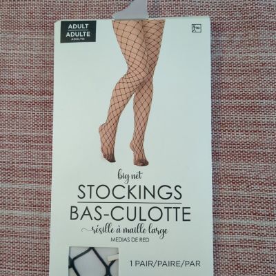 Black Big Net Stockings Woman's One Size Up To 165 Pounds