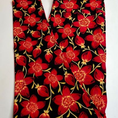 NEW LuLaRoe TC2 Leggings BLACK RED Floral Flower Nature TROPICAL Romantic Vine