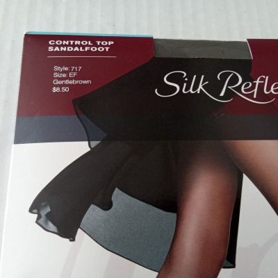 Hanes Silk Reflections Control Top Pantyhose Size EF Style 717 Color Gentlebrown