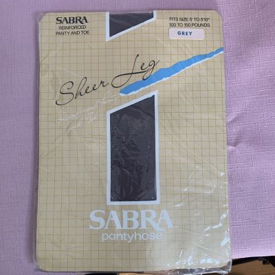 Sabra Sheer Leg Pantyhose, Reinforced Panty & Toe, Gray