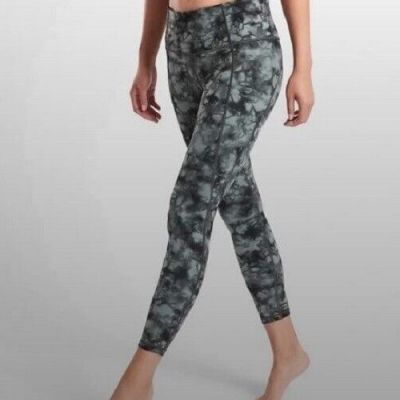 Sz S Athleta Salutation Tie Dye Athletic Gray/Black Yoga Workout Leggings