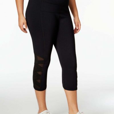 Calvin Klein Womens Performance Plus Size Compression Crop Leggings,1X,Black