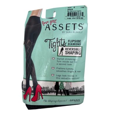 Love Your Assets Sara Blakely Flipside Diamond Shaping Tights Black 1105 Size 4