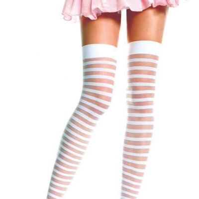 sexy MUSIC LEGS horizontal STRIPES opaque SHEER thigh HIGHS stockings PANTYHOSE