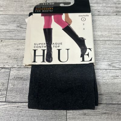 HUE Super Opaque Tights Control Top Sz 1 Graphite Heather Gray Grey