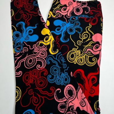 NEW LuLaRoe TC2 Leggings BLACK YELLOW BLUE Animal Nautical OCTOPUS KRAKEN Water