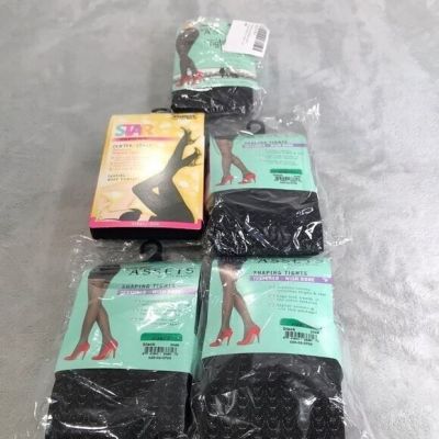 5 Pairs of Love your Assets & Spanx Shaping Tights Black Size L