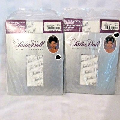 Satin Doll NWT VINTAGE 2 PAIR Size 1X - 2X Ultra Ultra Sheer Pantyhose Ivory