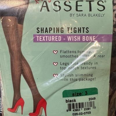 Assets By Spanx Shaping Tights Textured -Wishbone Black Size 3 New