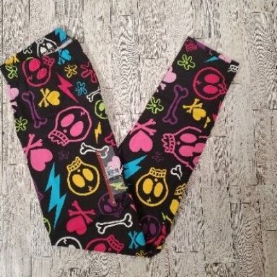 No Boundaries Leggings S M L XL 2X 3X Skull & Bones Ankle Black Bright Colors