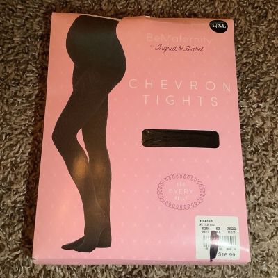 BeMaternity by Ingrid & Isabel chevron tights, color ebony, size: L/XL