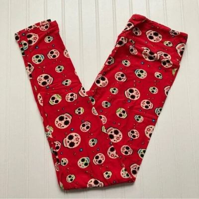 ???? ???? NWT LuLaRoe TC leggings Halloween red sugar skulls tall & curvy NEW LLR