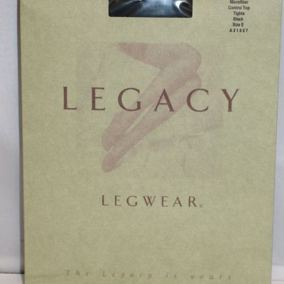 Legacy Legwear Microfiber Control Top Tights Black Size E from QVC NEW in Pkg