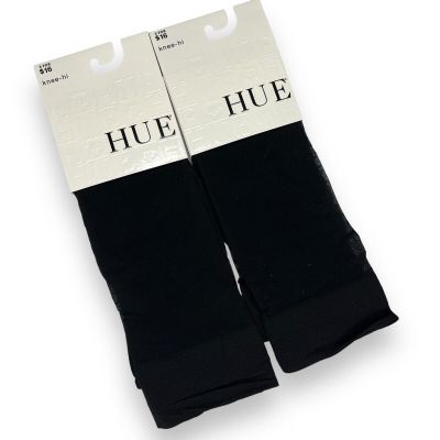 Hue One Size Fits Most Black Pindot Knee Hi Socks Sheer 2 Pair