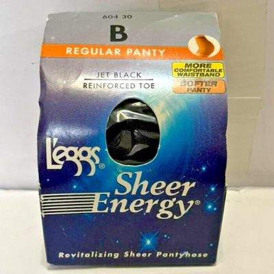 Legg's Sheer Energy Women Size B Jet Black Sheer Panty Sheer Toe