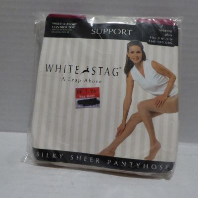 White Stag Sheer Support Control Top Pantyhose, Color White, size Plus