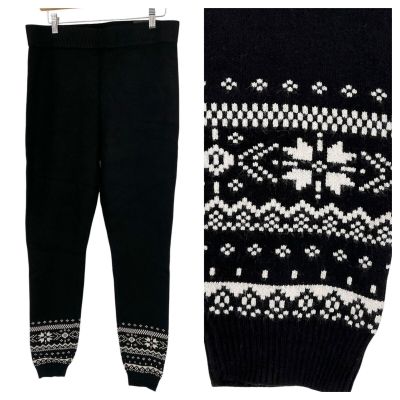 Torrid Full Length Signature Waist Sweater Legging Fair Isle Black Size 2 (2X)