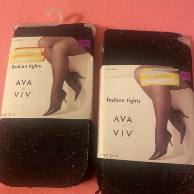 A NEW DAY SEXY OPAQUE & FASHION TIGHTS EBONY BLACK SIZE 3X/4X TWO PAIRS