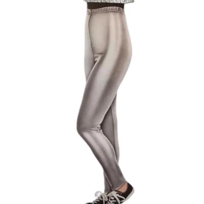 Women's Silver Metallic Leggings Size Adult L/XL 1 Pair Up to Size 16 Costume